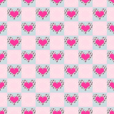 Sevgililer Günü deseni. Soyut şekilli kusursuz vektör arkaplan, kalpler. Duvar kağıtları, resimler, web sayfası, arkaplan, yüzey için kullanılabilir