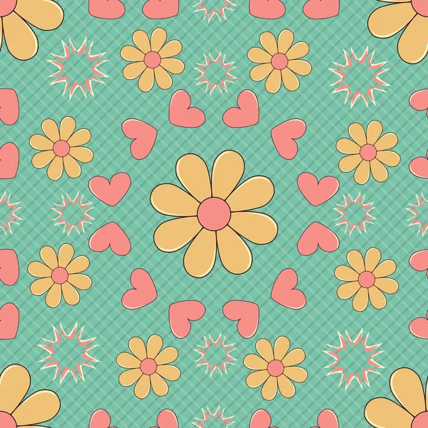 Padrão Dia Dos Namorados Fundo Vetorial Sem Costura Com Flores — Vetor de Stock