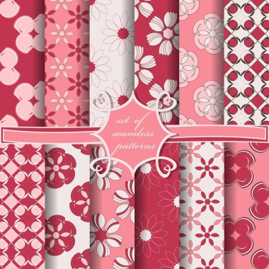 Soyut dekoratif şekilleri, çiçekleri, dairesel desenleri olan kusursuz vektör kağıtları.