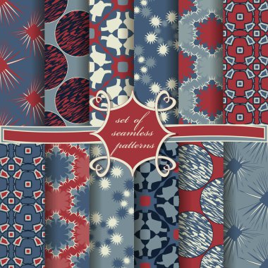 Soyut dekoratif şekilleri olan kusursuz vektör kağıtları. Duvar kağıdı, resim dolgusu, web sayfası, arkaplan, yüzey için kullanılabilir.