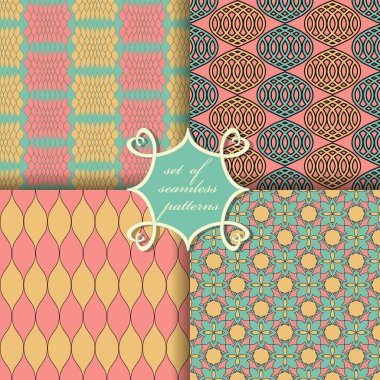 Soyut geometrik şekilleri ve dekorasyon için tasarım unsurları olan dikişsiz vektör kağıtları. Duvar kağıtları, resimler, arkaplan ve yüzey için kullanılabilir