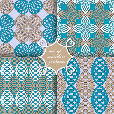 Soyut geometrik şekilleri, dekoratif çiçekleri ve dekorasyon için tasarım unsurları olan kusursuz vektör kağıtları. Duvar kağıtları, resimler, arkaplan ve yüzey için kullanılabilir