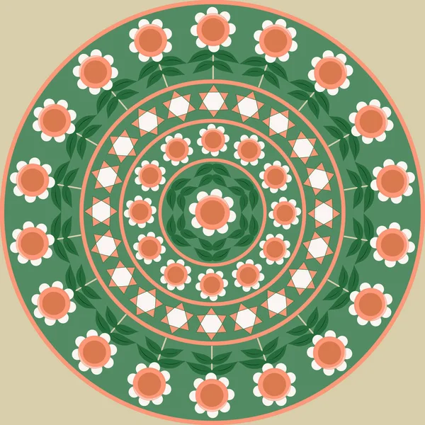 幾何学的形状 装飾花の円形パターン ベクターイラスト — ストックベクタ