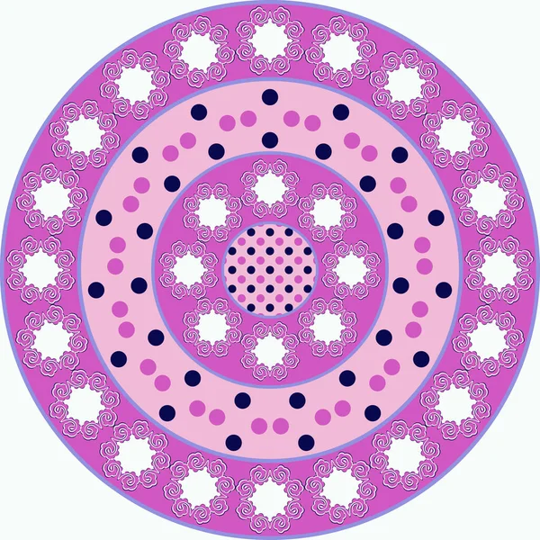 Kruhový Vzor Dekorativních Květin Puntíky Polky Vektorová Ilustrace — Stockový vektor