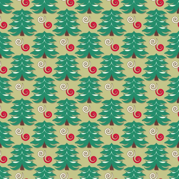 Christmas Background Decorative Christmas Trees Seamless Vector Illustration — Stock Vector