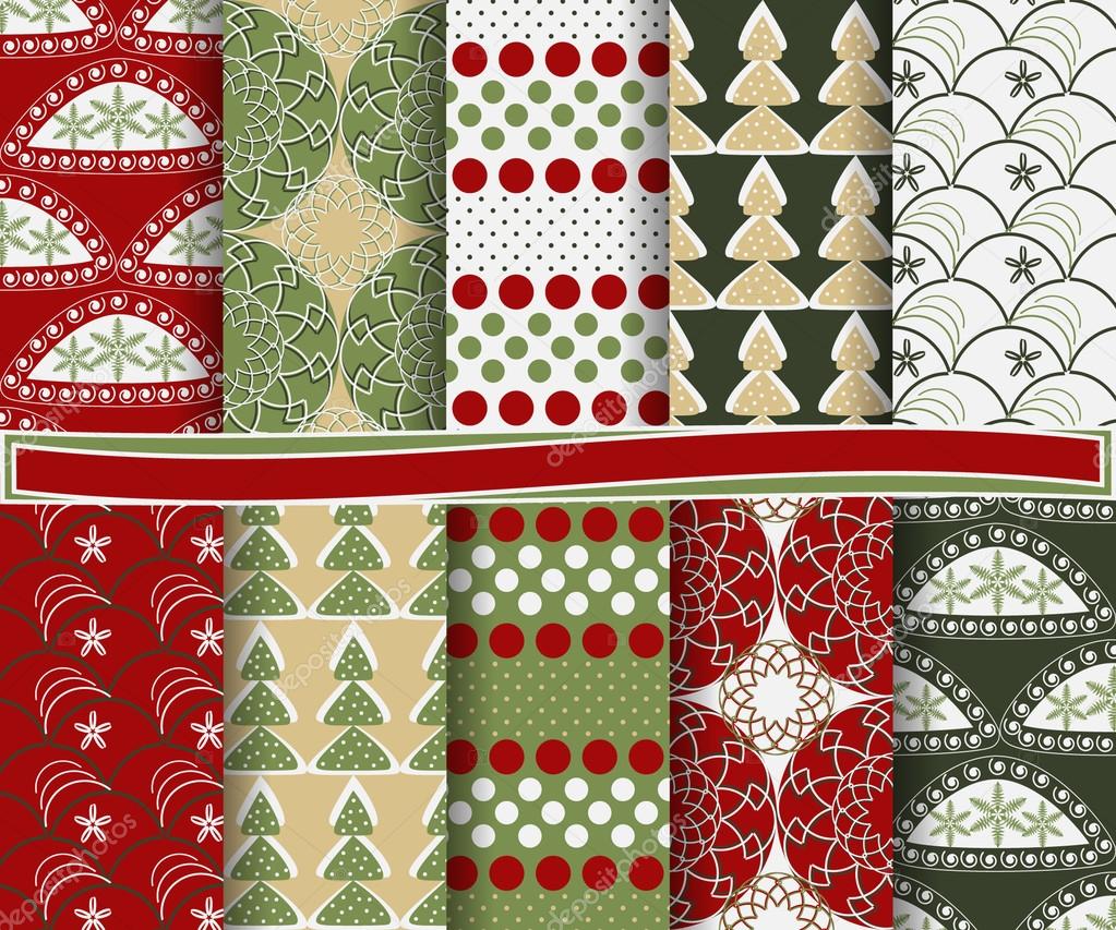 Set of abstract vector Christmas paper for scrapbook