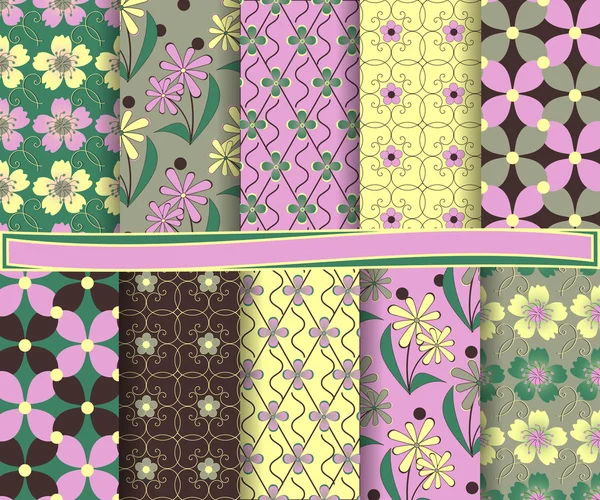 Conjunto de abstracto floral vector de papel para scrapbook — Archivo Imágenes Vectoriales