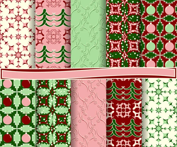 Set of abstract vector Christmas paper for scrapbook — Stock Vector