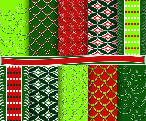 Set of abstract vector Christmas paper for scrapbook — Stock Vector