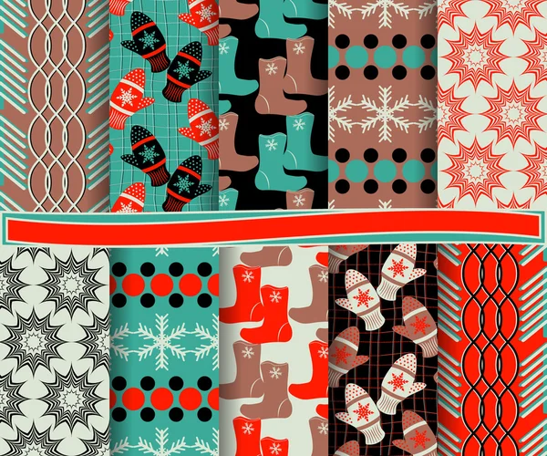 Conjunto de papel de Natal vetorial abstrato para scrapbook — Vetor de Stock