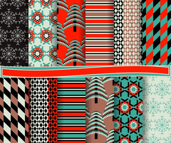 Conjunto de papel de vector de Navidad abstracto para scrapbook — Archivo Imágenes Vectoriales