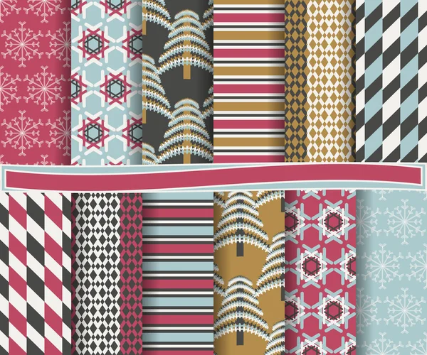 Conjunto de papel de vector de Navidad abstracto para scrapbook — Archivo Imágenes Vectoriales