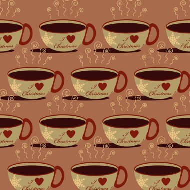 Bir fincan sıcak bir içecek ile Noel soyut vektör arka plan