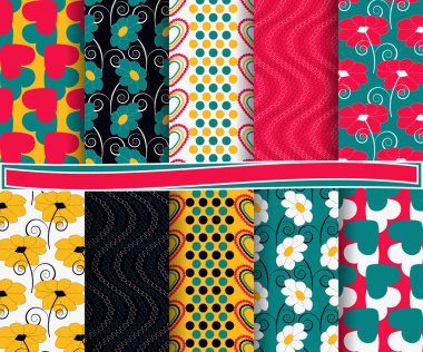 soyut vektör kağıt scrapbook Sevgililer günü için kümesi