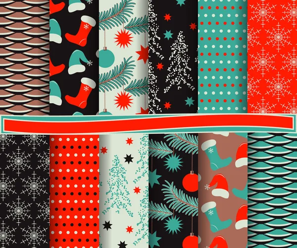 Conjunto de papel vetorial abstrato de Natal para scrapbook — Vetor de Stock