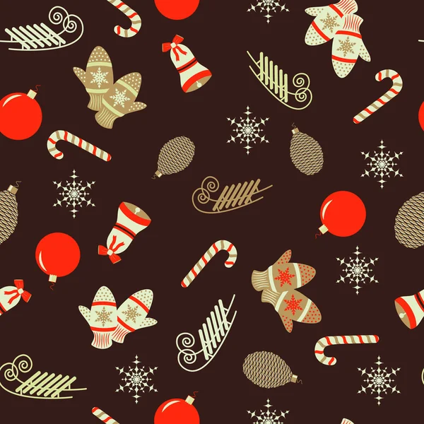 Seamless christmas vector illustration background with Christmas symbols — Stock Vector