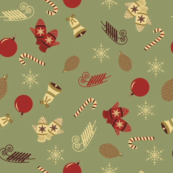 Seamless christmas vector illustration background with Christmas symbols — Stock Vector