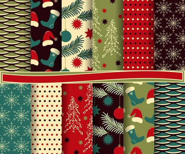 Set of abstract Christmas vector paper for scrapbook — Stock Vector