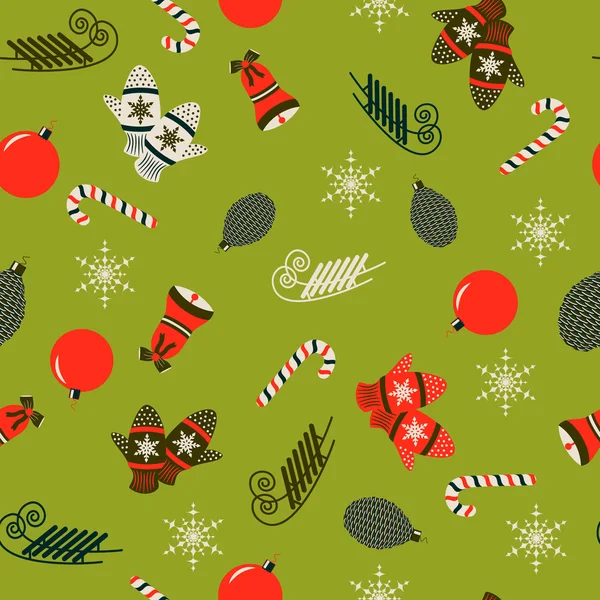 Seamless christmas vector illustration background with Christmas symbols — Stock Vector