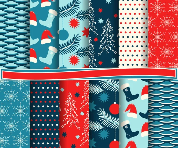 Set of abstract Christmas vector paper for scrapbook — Stock Vector