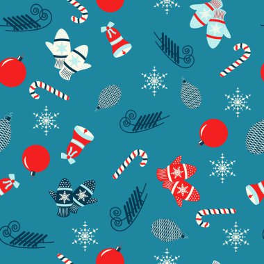 Sorunsuz Noel vektör çizim arka plan ile Noel simgeler