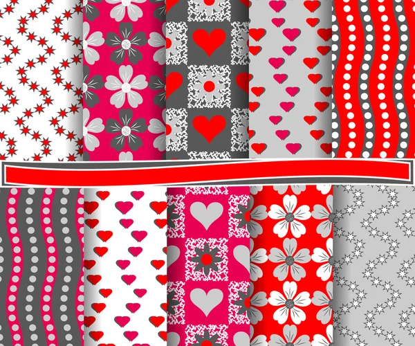 Ensemble de papier vectoriel abstrait pour scrapbook Saint Valentin — Image vectorielle