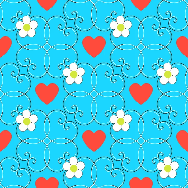 Día de San Valentín sin costuras abstracto vector de fondo floral ilustración — Archivo Imágenes Vectoriales