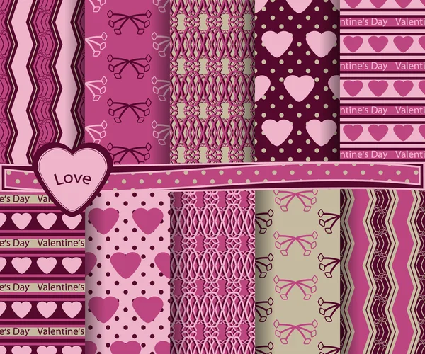 Set van vector abstracte Valentijnsdag papier voor scrapbook — Stockvector