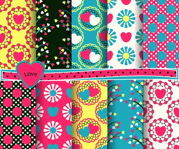 Set van vector abstracte Valentijnsdag papier voor scrapbook — Stockvector