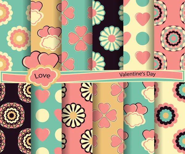 Set of vector abstract paper for scrapbook Valentine's Day — Stock Vector