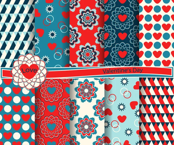 Set of vector abstract Valentine's Day paper for scrapbook — Stock Vector