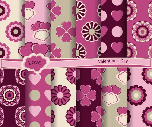 Set of vector abstract paper for scrapbook Valentine's Day — Stock Vector