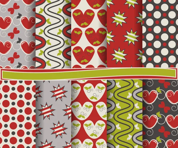 Set van vector abstracte Valentijnsdag papier voor scrapbook — Stockvector