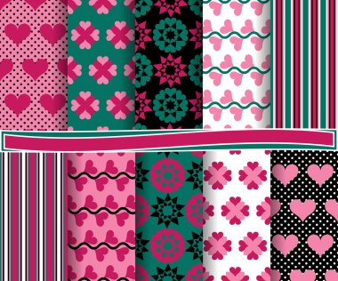 Vektör soyut Sevgililer günü kağıt karalama defteri için ayarla