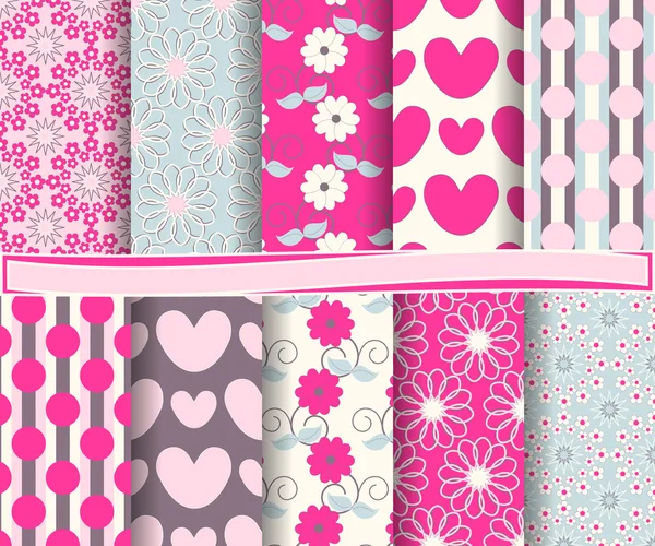 Set van vector abstracte Valentijnsdag papier voor scrapbook — Stockvector