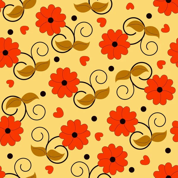 Naadloze abstract floral illustratie van Aftelkalender voor Valentijnsdag — Stockvector