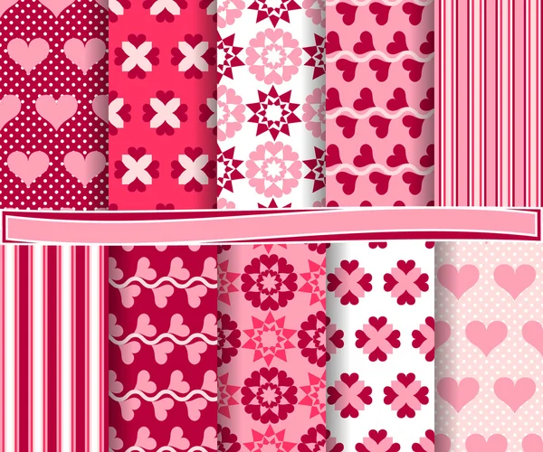 Set of vector abstract Valentine's Day paper for scrapbook — Stock Vector