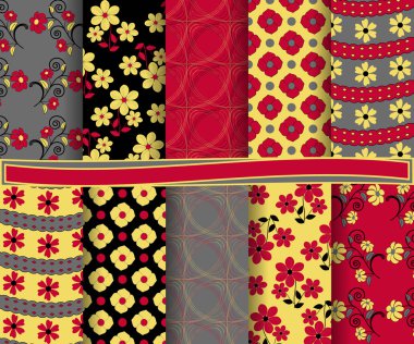 soyut çiçek vektör scrapbook kağıt, dizi
