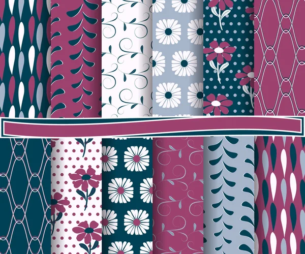 Set van abstract vector floral papier voor scrapbook — Stockvector