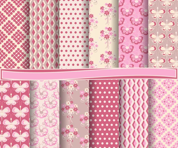 Conjunto de vector abstracto de papel floral para scrapbook — Vector de stock