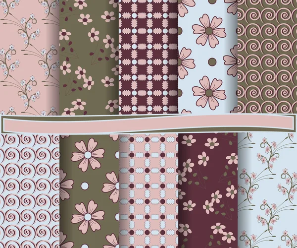 Conjunto de papel floral vetorial abstrato para scrapbook — Vetor de Stock