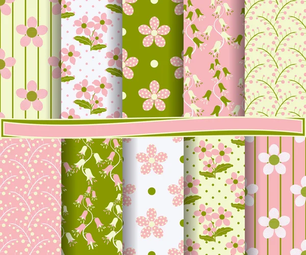 Conjunto de papel floral vetorial abstrato para scrapbook —  Vetores de Stock