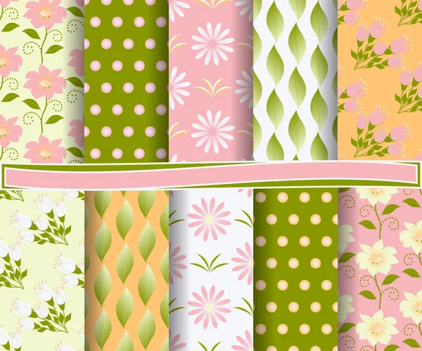 Set van abstract vector floral papier voor scrapbook — Stockvector