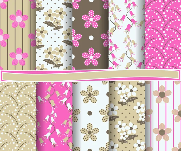 Set van abstract vector floral papier voor scrapbook — Stockvector