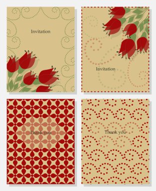 Davetiyeler, teşekkür için vektör şablonları