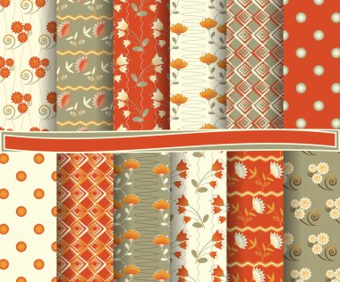 soyut çiçek vektör scrapbook kağıt, dizi