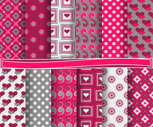 Abstract vector set van scrapbook papier voor Valentijnsdag — Stockvector