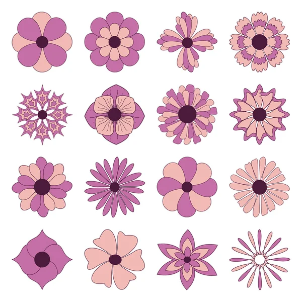 Vector set van abstracte decoratieve bloemen voor decoratie en des — Stockvector