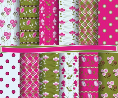 soyut çiçek vektör scrapbook kağıt, dizi