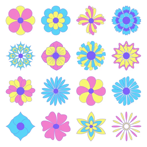 Vector set van abstracte decoratieve bloemen voor decoratie en des — Stockvector